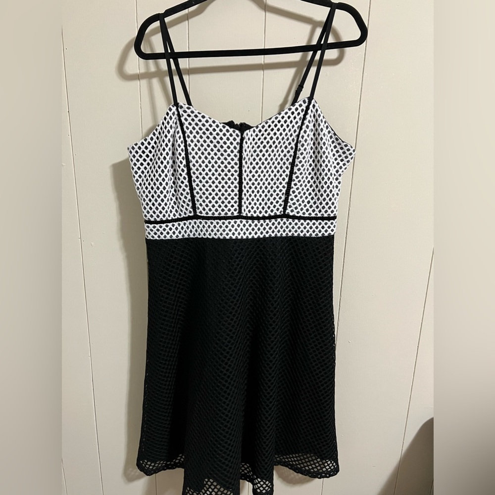 City Chic small plus size 16 black and white mesh net dress sexy party